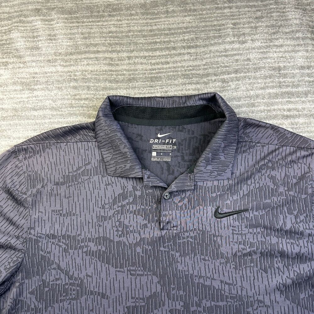 Nike Polo Shirt Mens Large Blue Vapor Camo Dri Fit Golf Jacquard